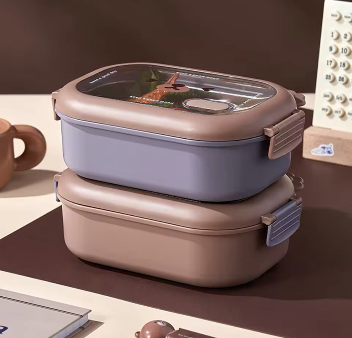 Bear Face Kids Lunch Box, Stainless Steel Food Insulated Container, 2 Compartments Cute Food Container, Microwave Friendly Kids Bento Lunch Box Bear Face Kids Lunch Box, Stainless Steel Food Insulated Container, 2 Compartments Cute Food Container, Microwave Friendly Kids Bento Lunch Box